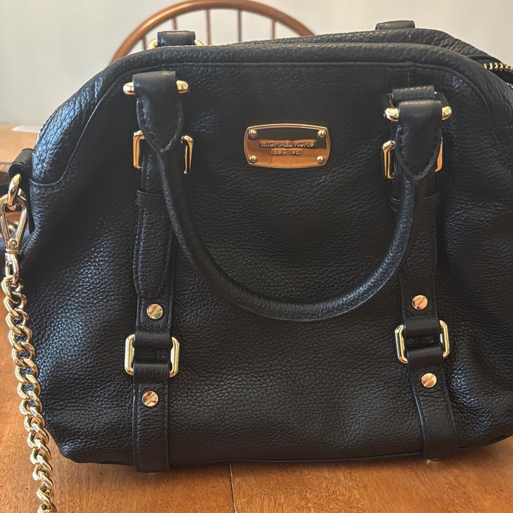 Michael Kors Black Satchel with Gold Accents